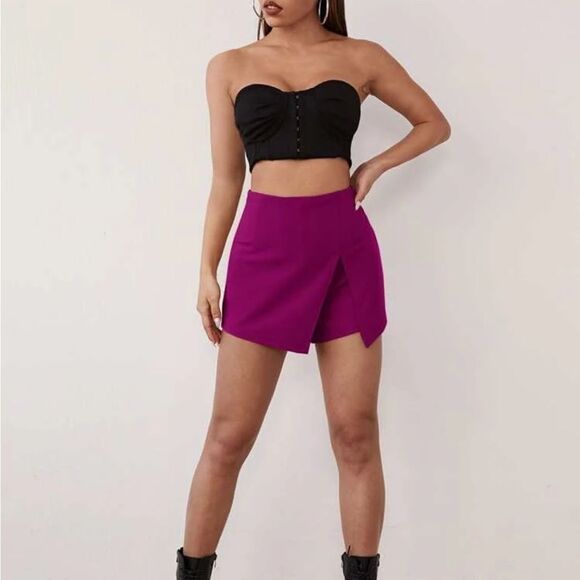 SHEIN SXY Solid Split Front Skort Color: Red Violet Size 2(XS) - Picture 13 of 13
